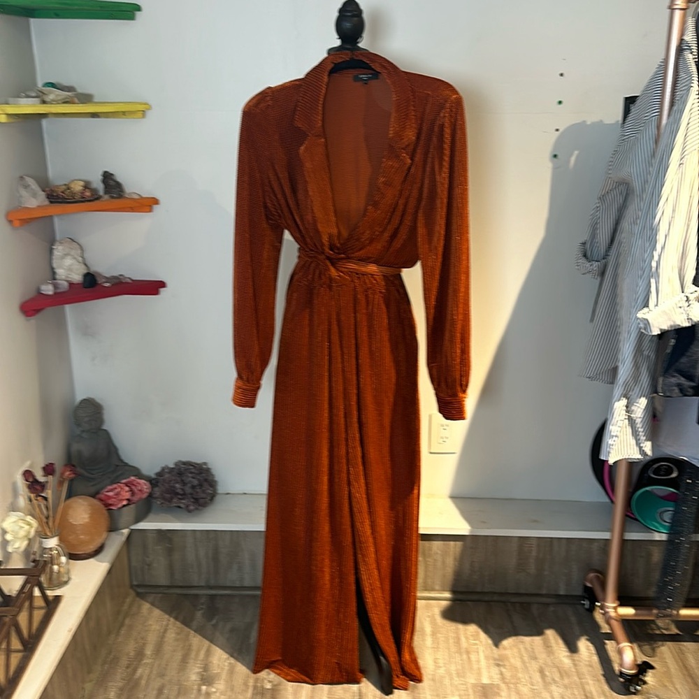 Rust Color Jumpsuit Size Medium - image 1
